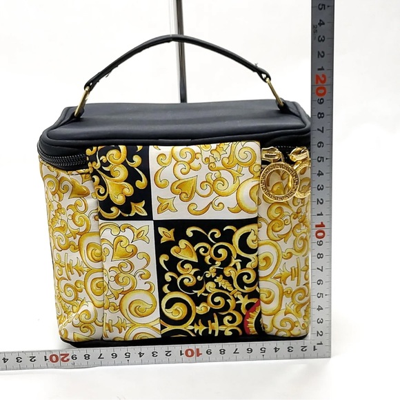 SOLD - Versace vintage large black gold baroco vanity case purse bag - Picture 3 of 12